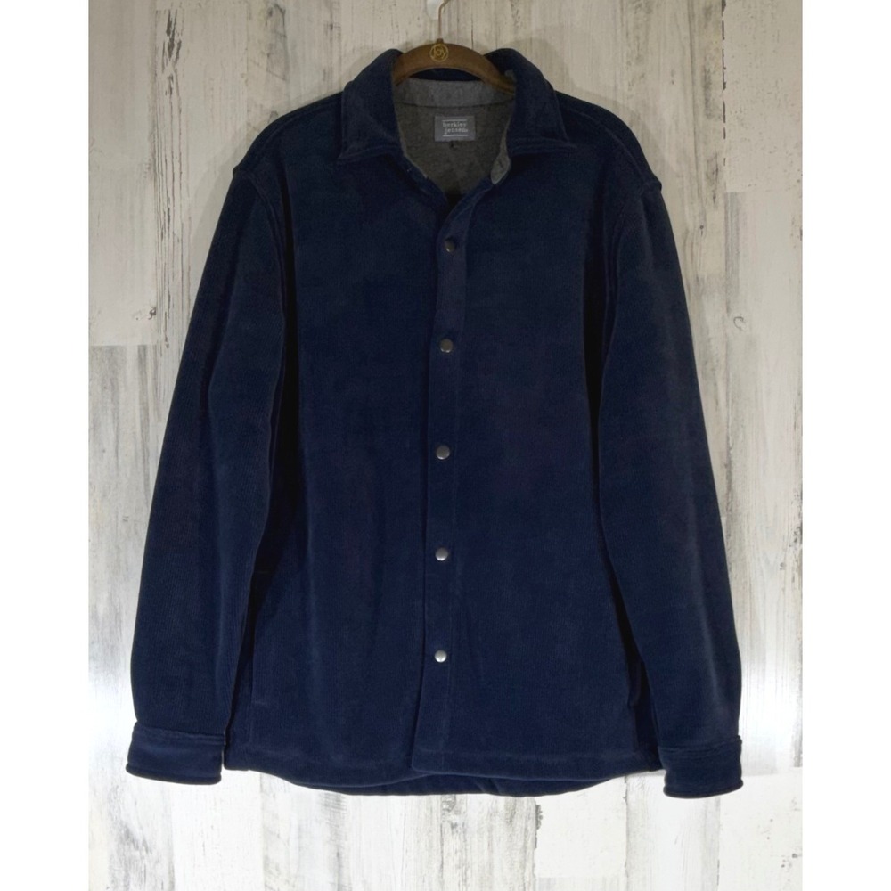 Berkley Jensen Shacket Medium Navy Blue Ribbed Corduroy Fleece Snap Front Jacket